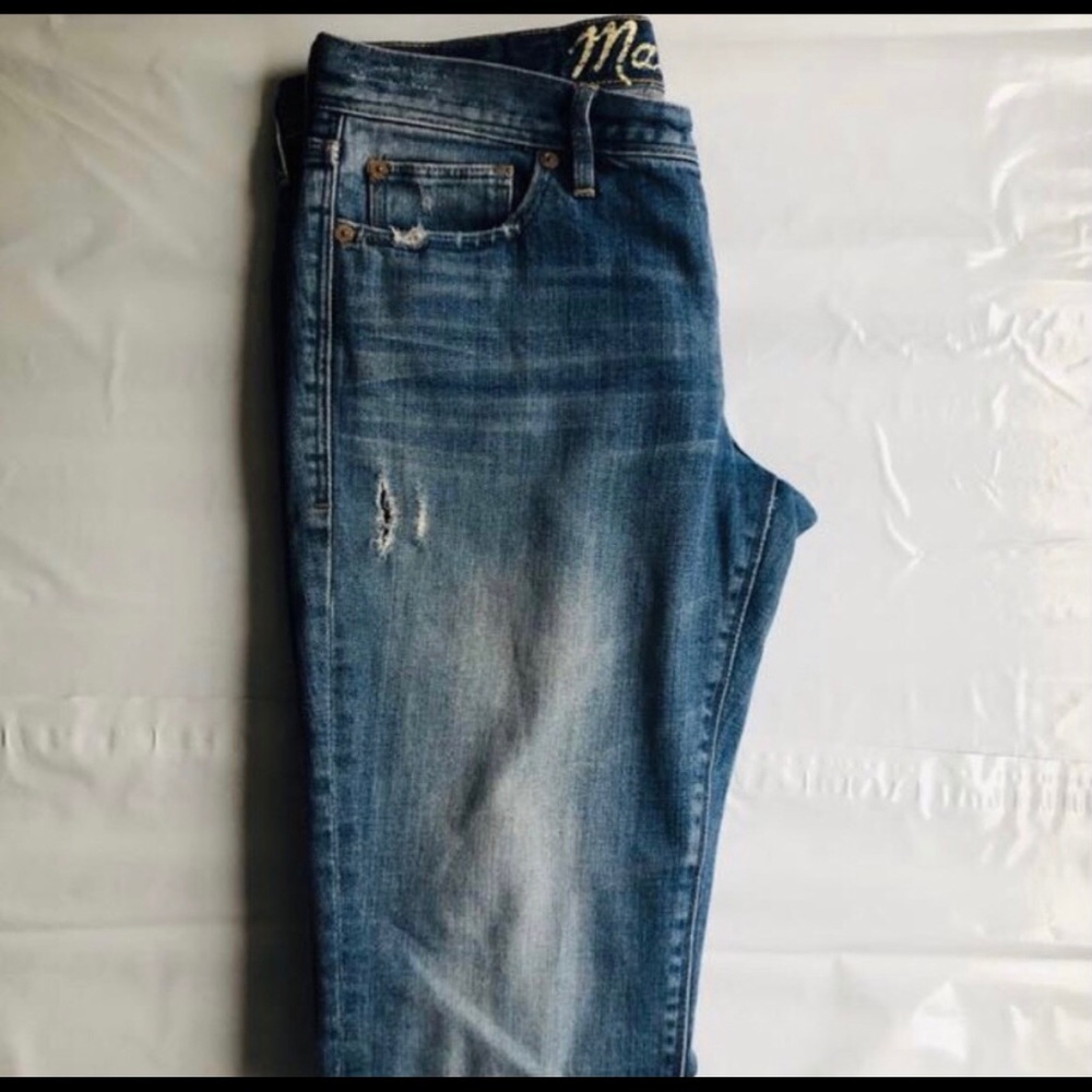 Madewell distressed rail straight jeans